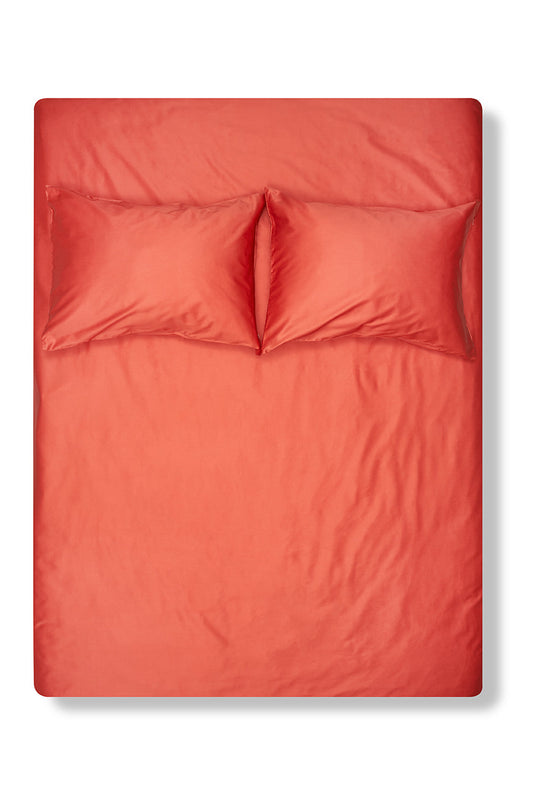 Coral Egyptian Cotton Sateen Bedding-Egyptian Cotton Sateen Duvet Covers-ZigZagZurich