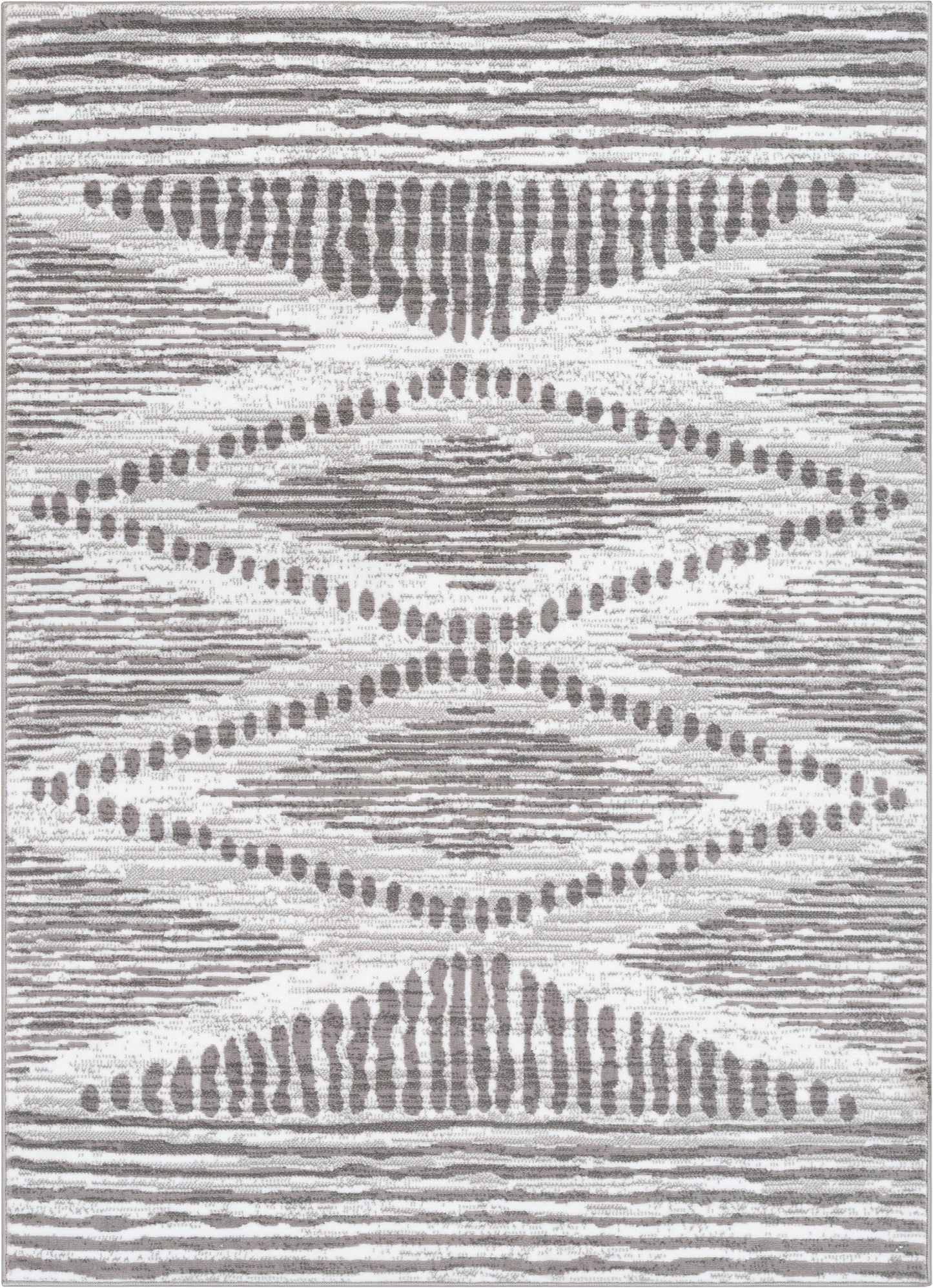 Aosta Tribal Diamond Pattern Ivory Grey Rug