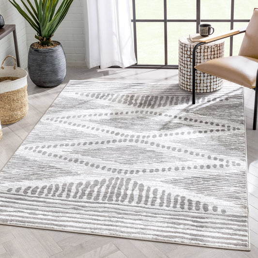 Aosta Tribal Diamond Pattern Ivory Grey Rug