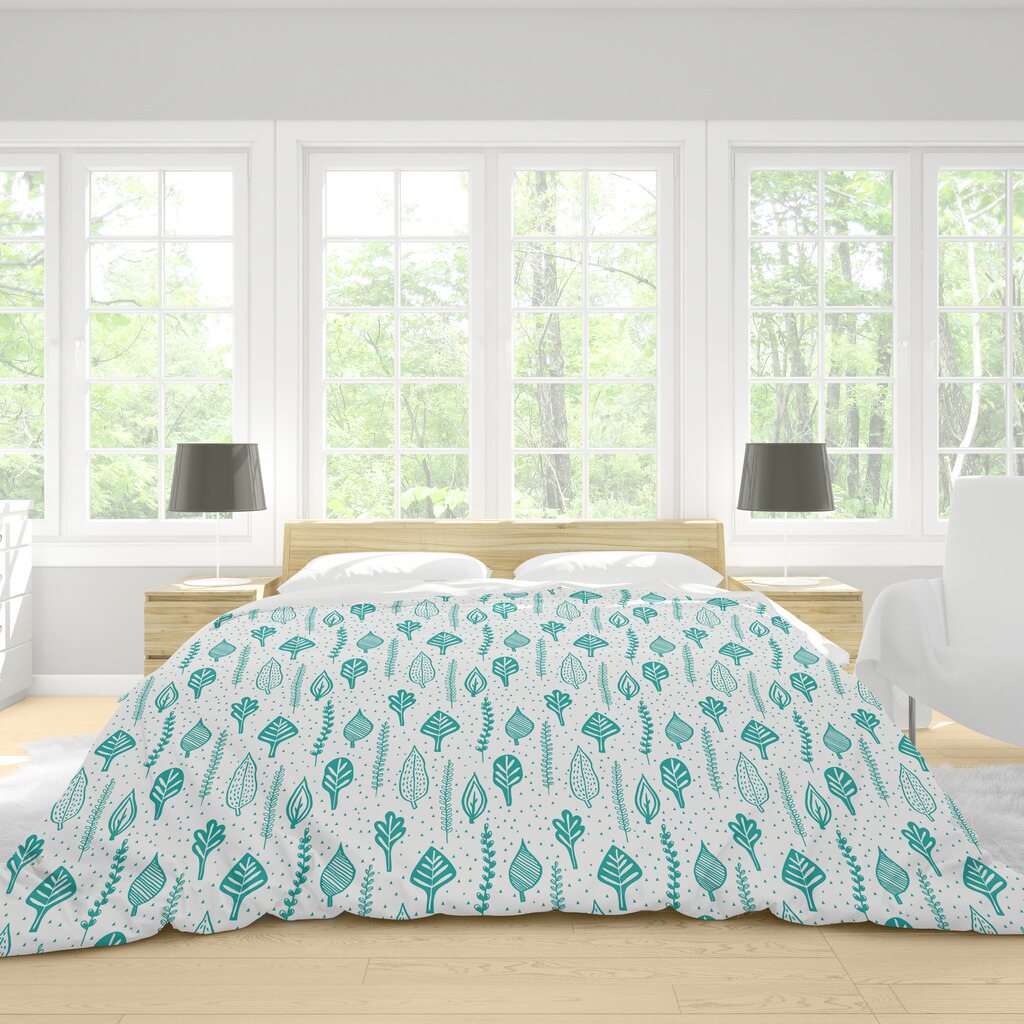 *NEW* Ultrasoft Lightweight Silky Smooth -  Modern Teal Leaf Duvet Cover