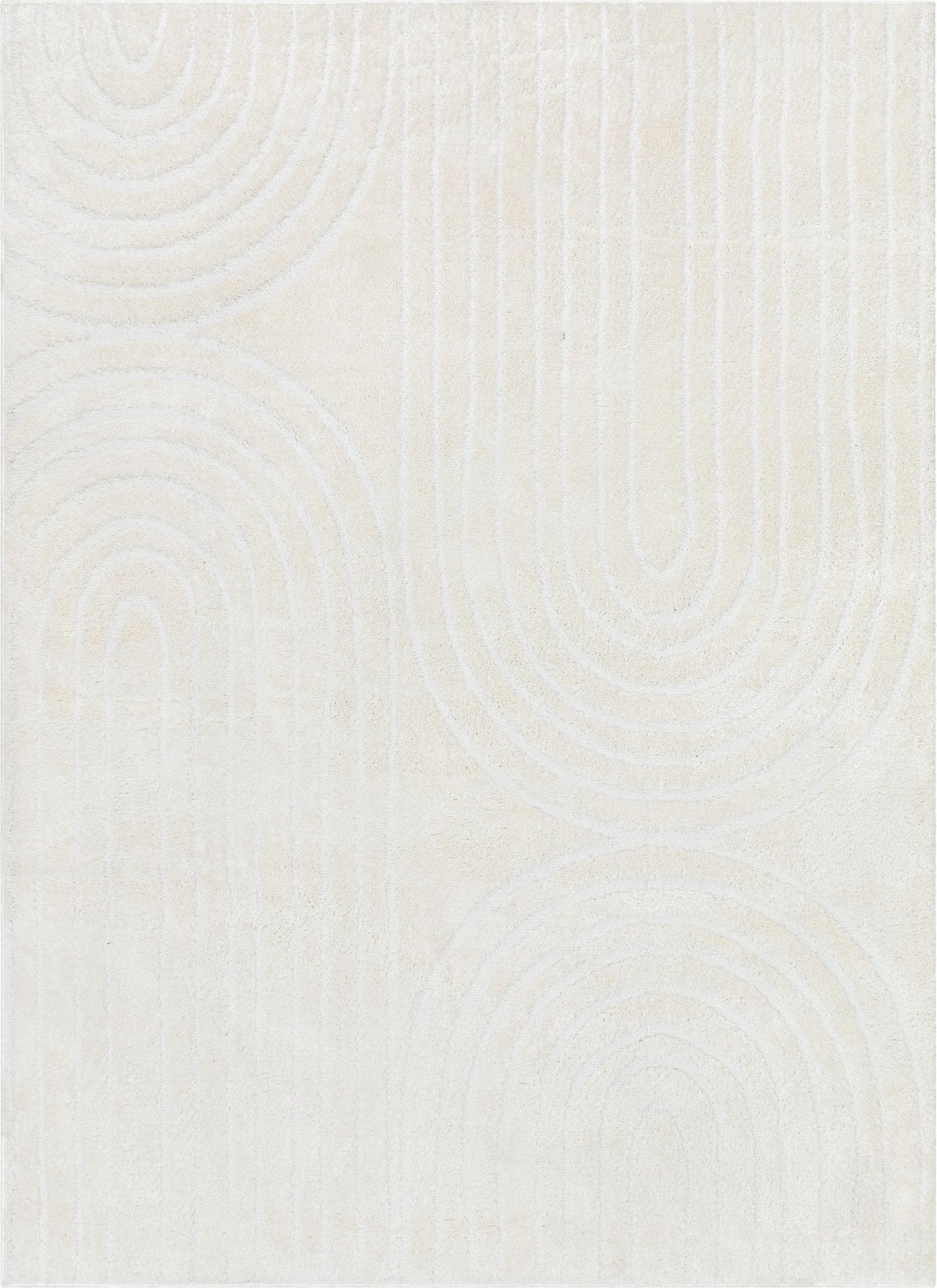 Boho Rainbow Shag Geometric Ivory High-Low Rug