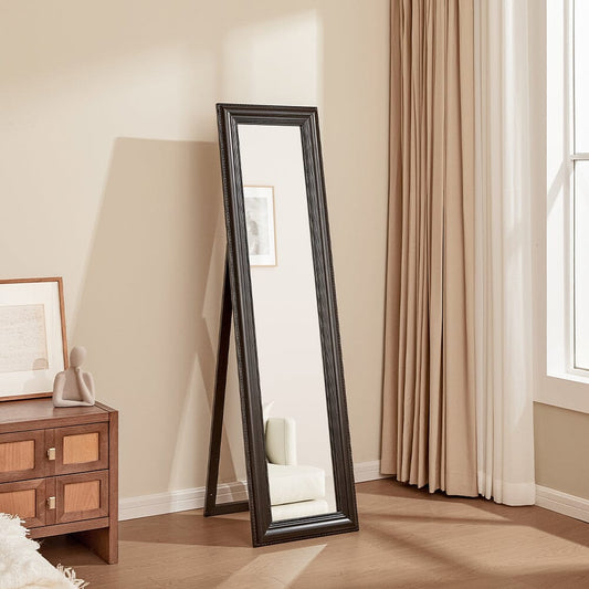 150cm H Full Length Mirror Classic Wood Beveled Floor Mirror