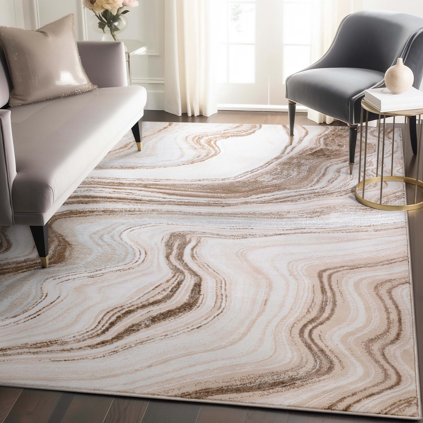Warren Retro Abstract Waves Glam Rug