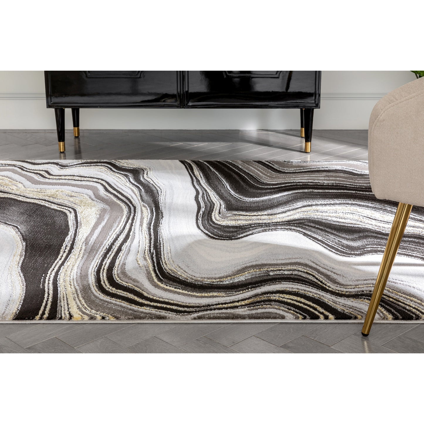 Warren Retro Abstract Waves Glam Rug