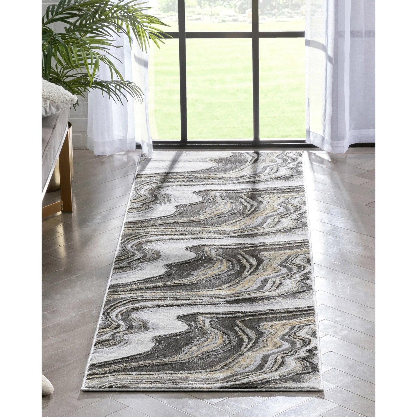 Warren Retro Abstract Waves Glam Rug