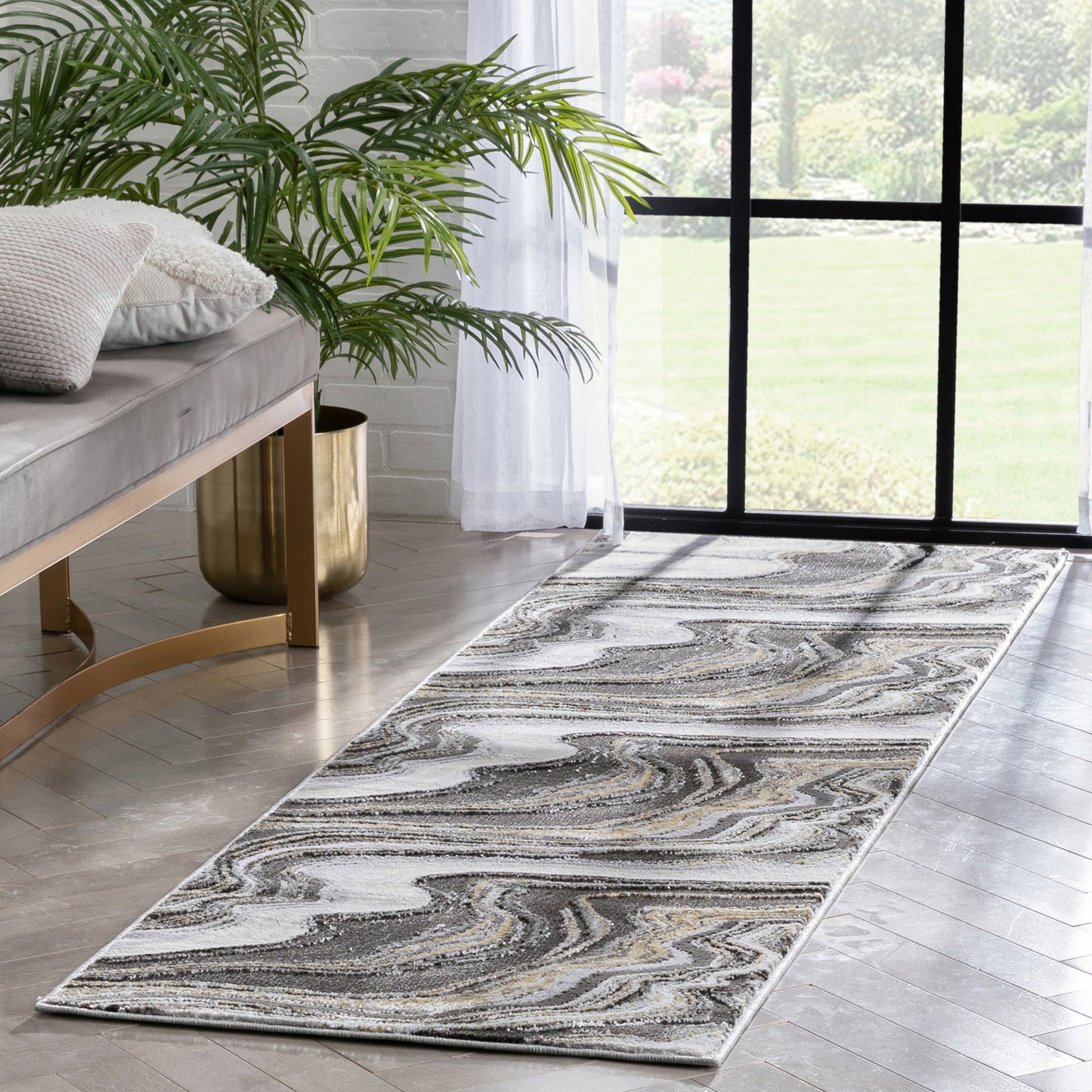 Warren Retro Abstract Waves Glam Rug