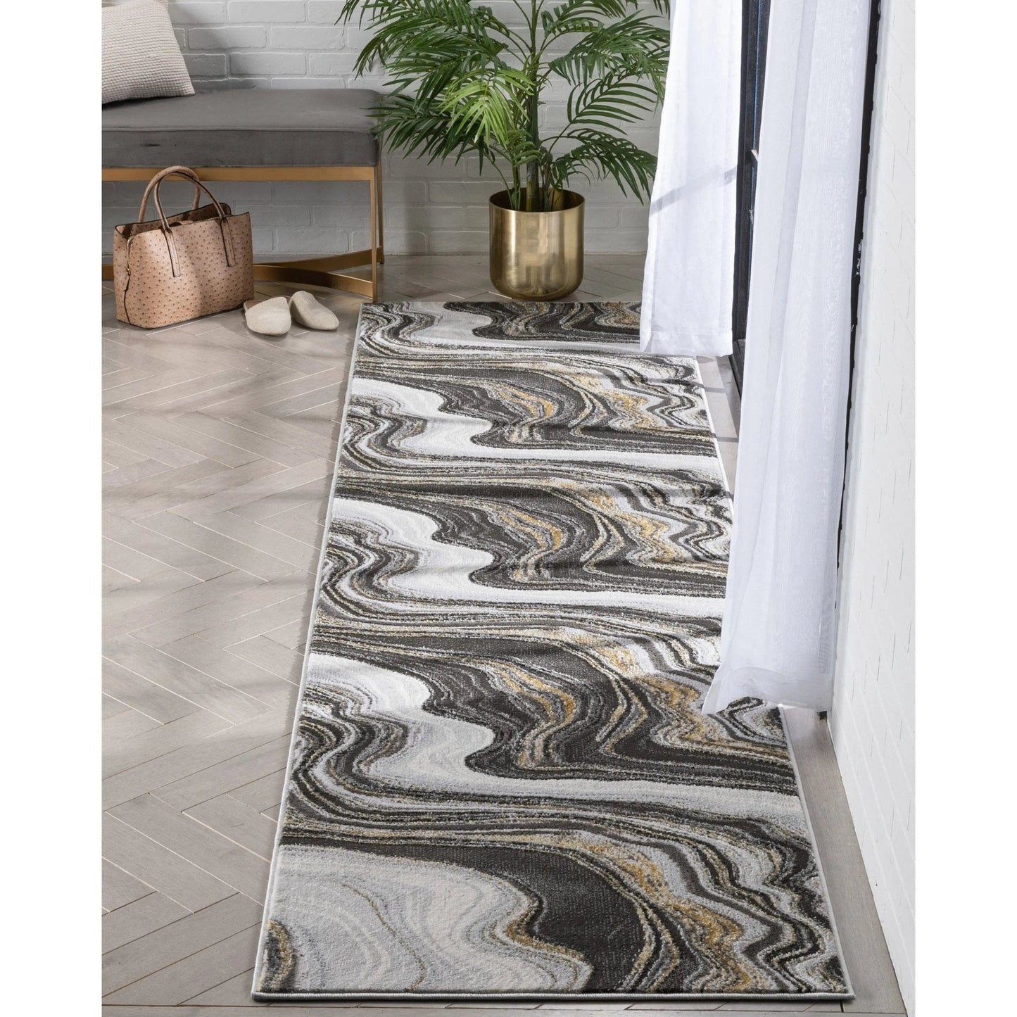 Warren Retro Abstract Waves Glam Rug
