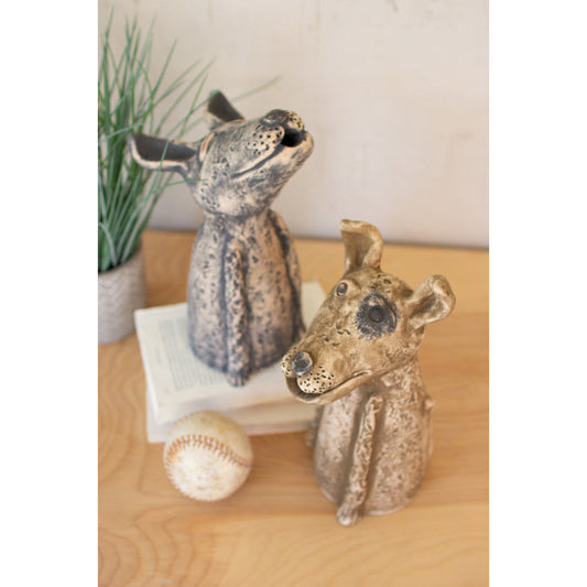 Set of Two Clay Singing Dogs