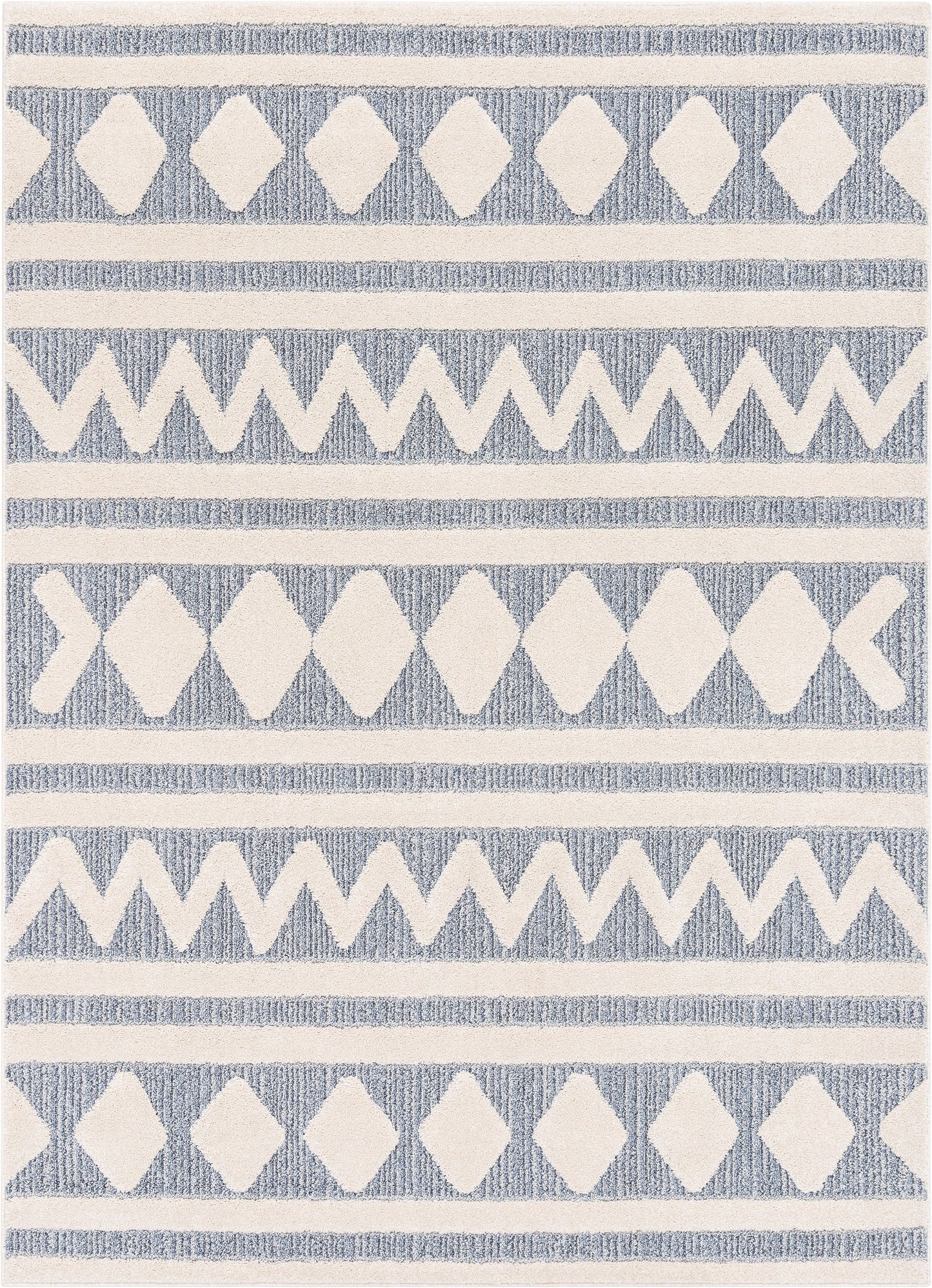 Zara Tribal Moroccan Diamond Pattern Light Blue Looped Pile Rug