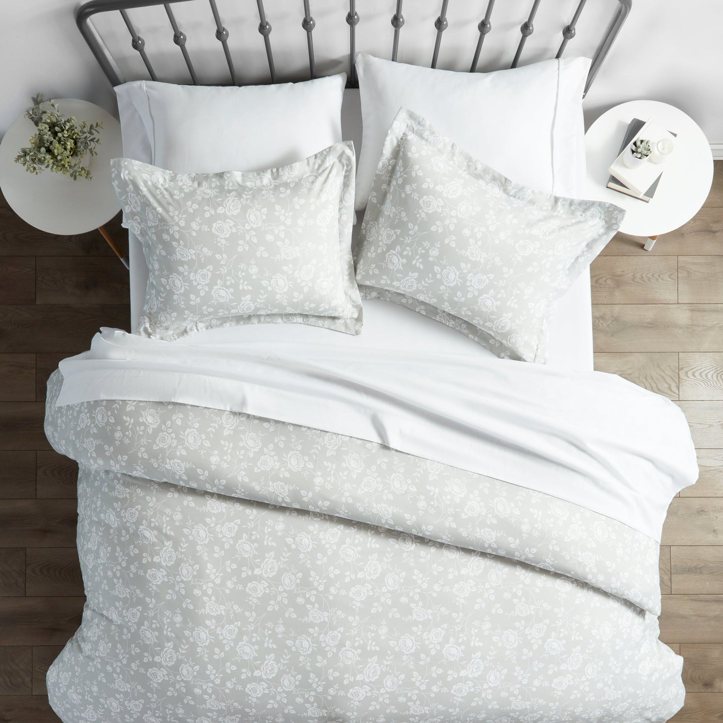Rose Gray Pattern 3-Piece Duvet Cover Set