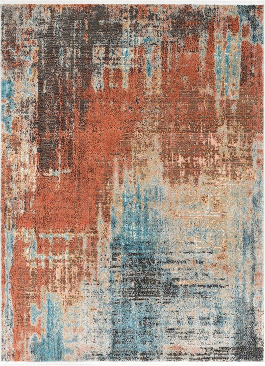 Regen Bohemian Modern Abstract Distressed Multi Rug