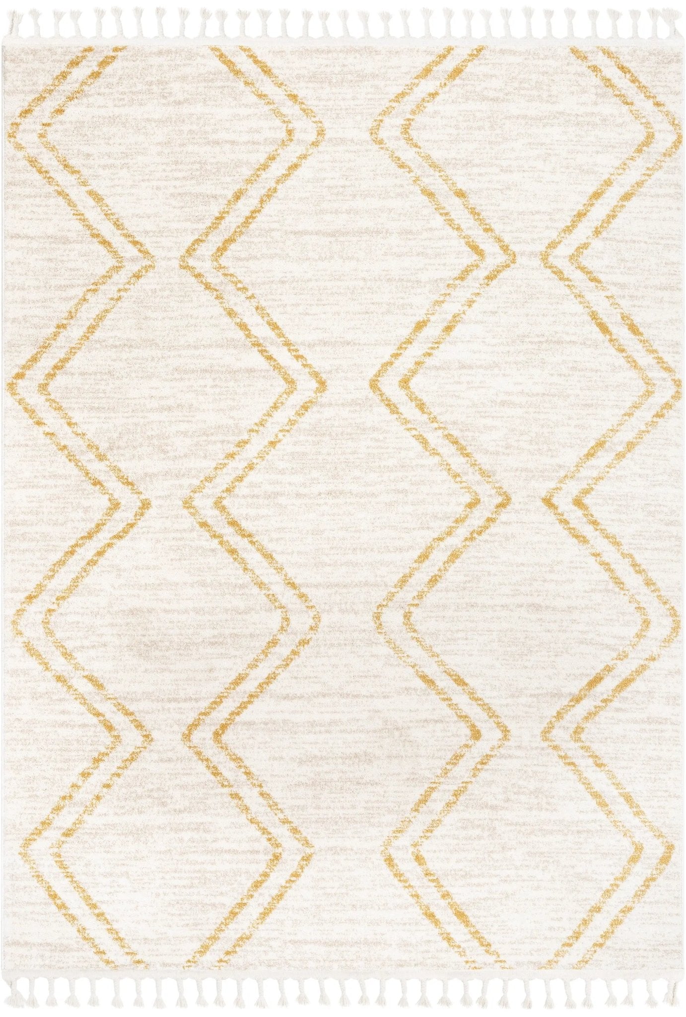 Reeve Modern Chevron Zig-Zag Yellow Ivory Kids Rug
