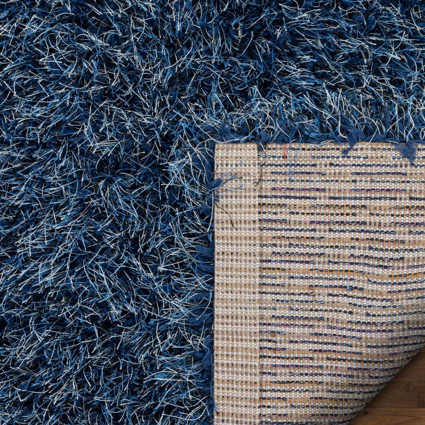 Chie Glam Solid Ultra-Soft Indigo Blue Shag Rug