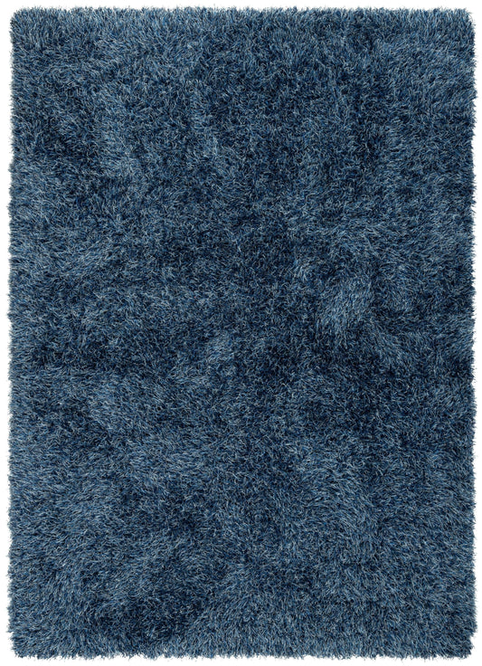 Chie Glam Solid Ultra-Soft Indigo Blue Shag Rug