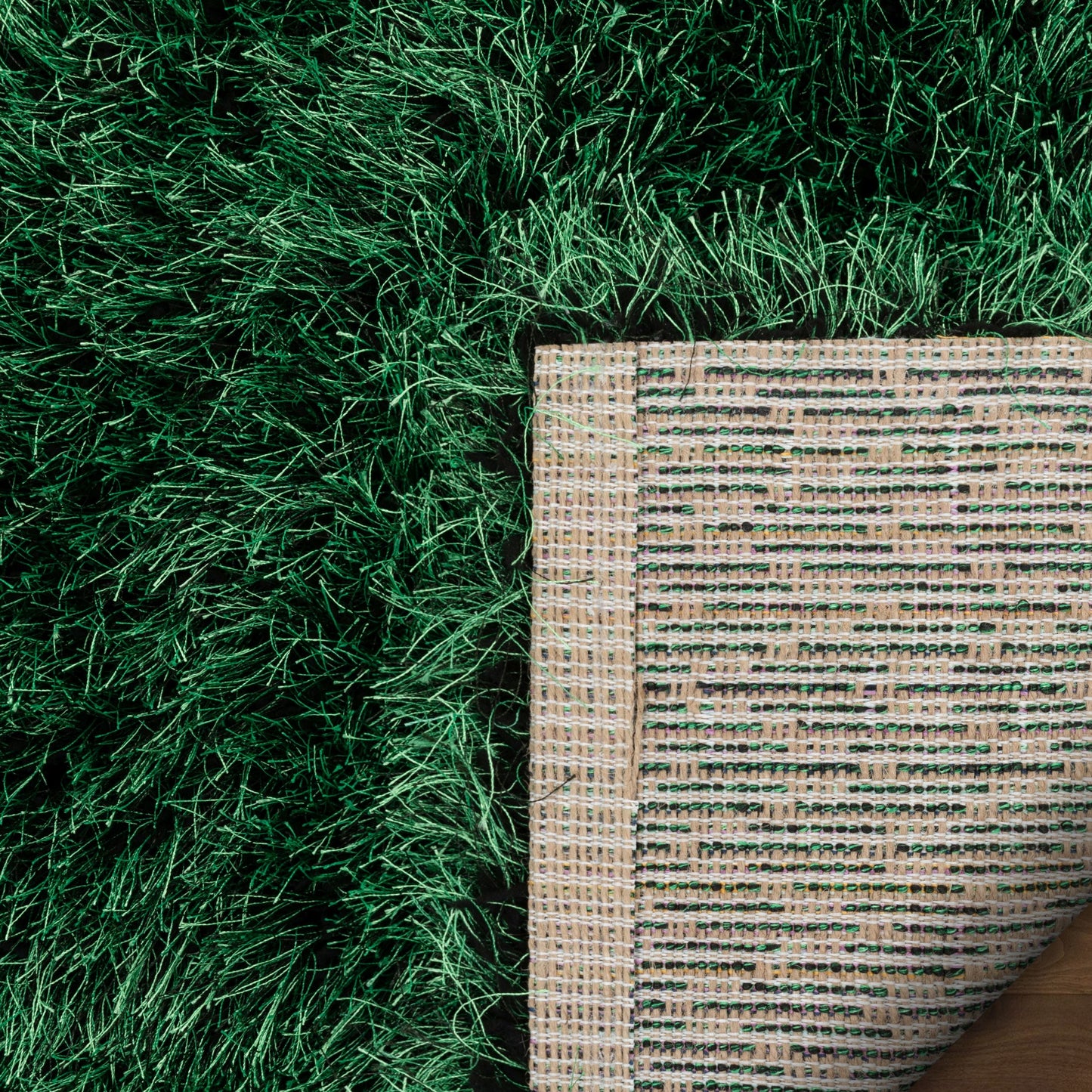 Chie Glam Solid Ultra-Soft Green Shag Rug