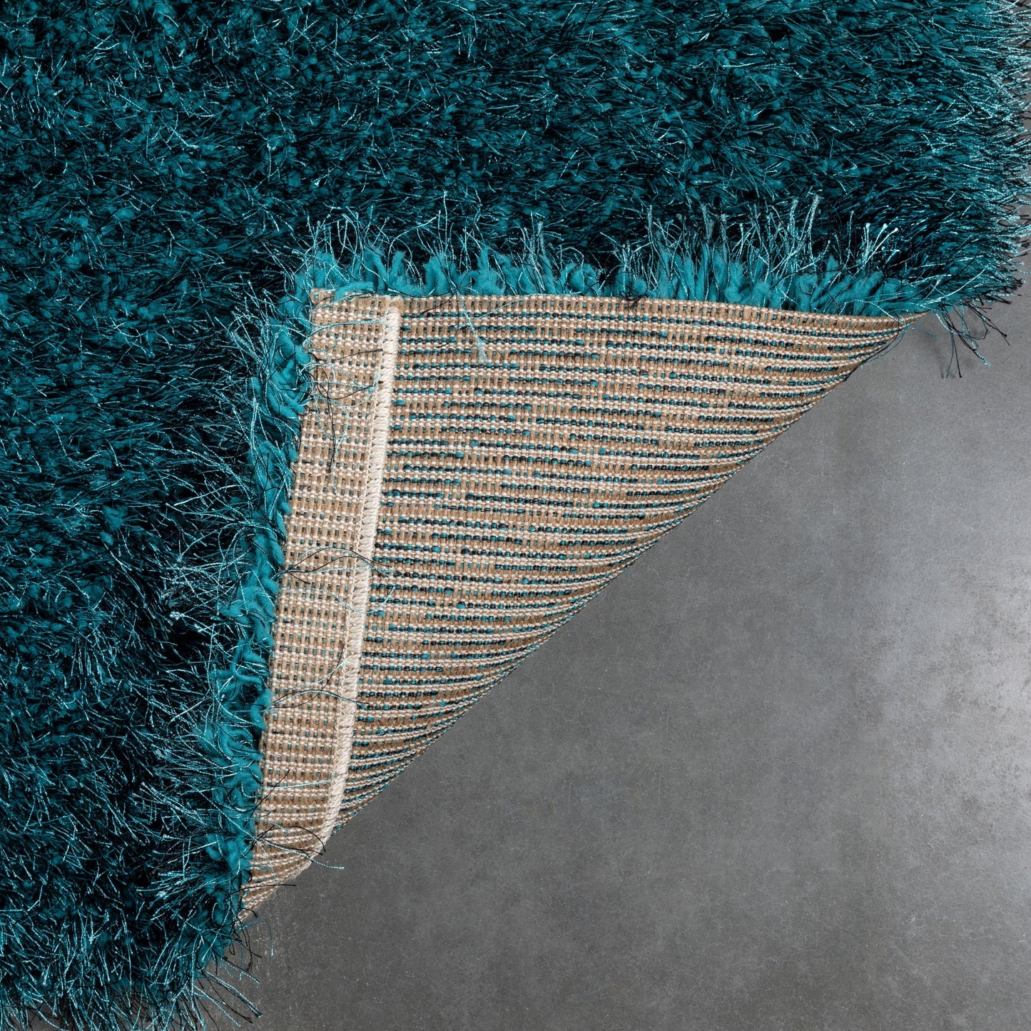 Chie Glam Solid Ultra-Soft Teal Shag Rug