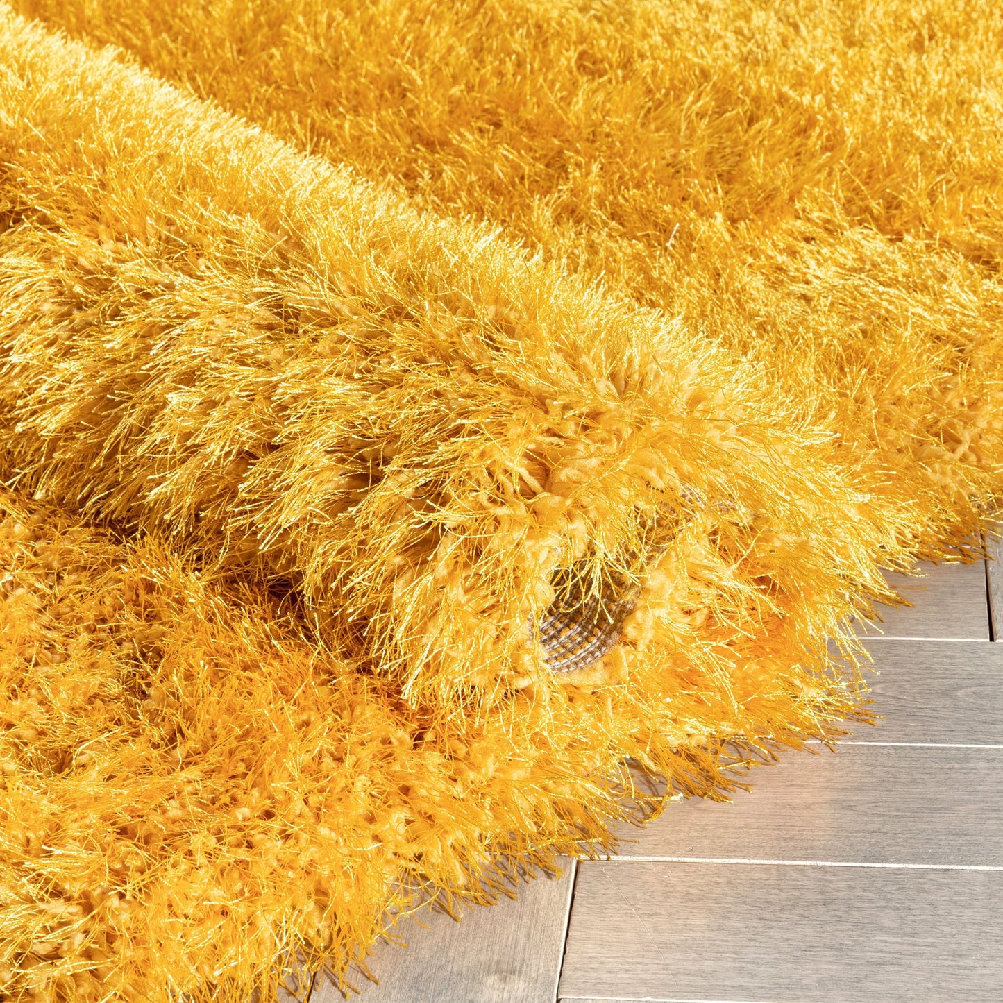 Chie Glam Solid Ultra Soft Yellow Shag Rug