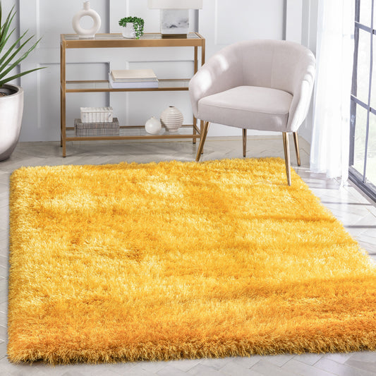 Chie Glam Solid Ultra Soft Yellow Shag Rug