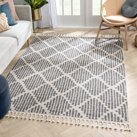 Arbor Moroccan Trellis Grey Kilim-Style Rug