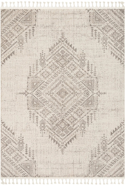 Anette Vintage Distressed Medallion Beige Kilim-Style Rug