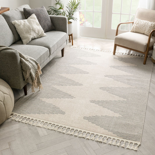 Zipped Tribal Aztec Geometric Grey Kilim-Style Rug