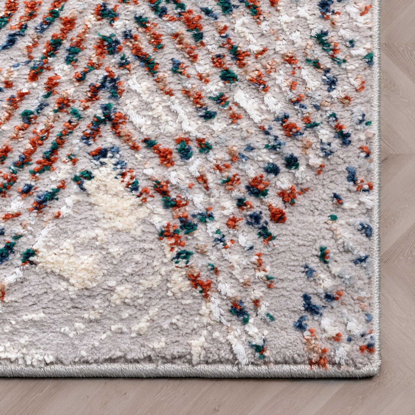 Atacama Diamond Geometric Pattern Grey High-Low Rug