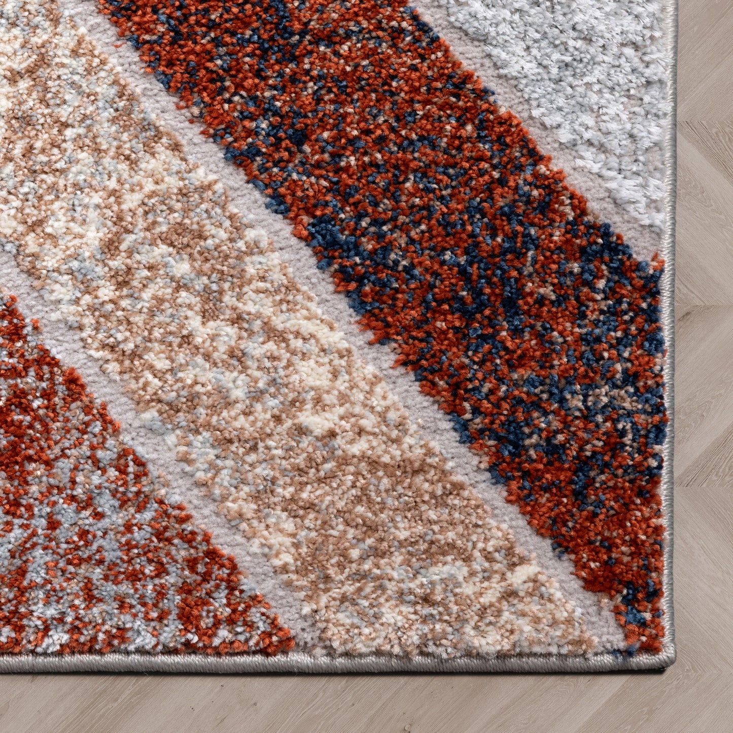 Chihua Geometric Blue Multi High-Low Rug