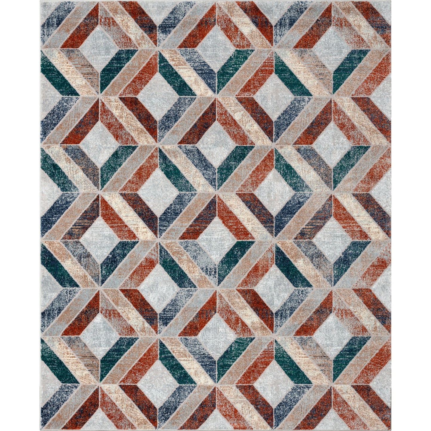 Chihua Geometric Blue Multi High-Low Rug