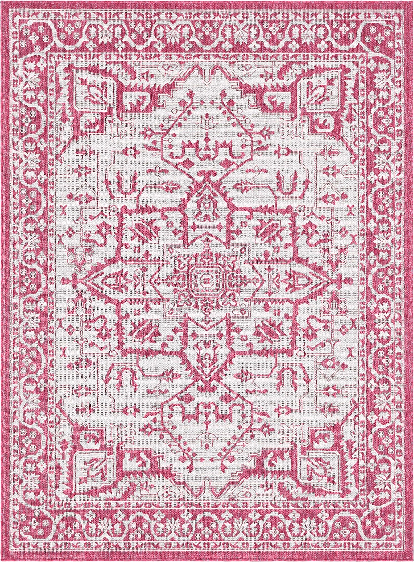 Celesine Oriental Medallion Indoor/Outdoor Fuschia Flat-Weave Rug