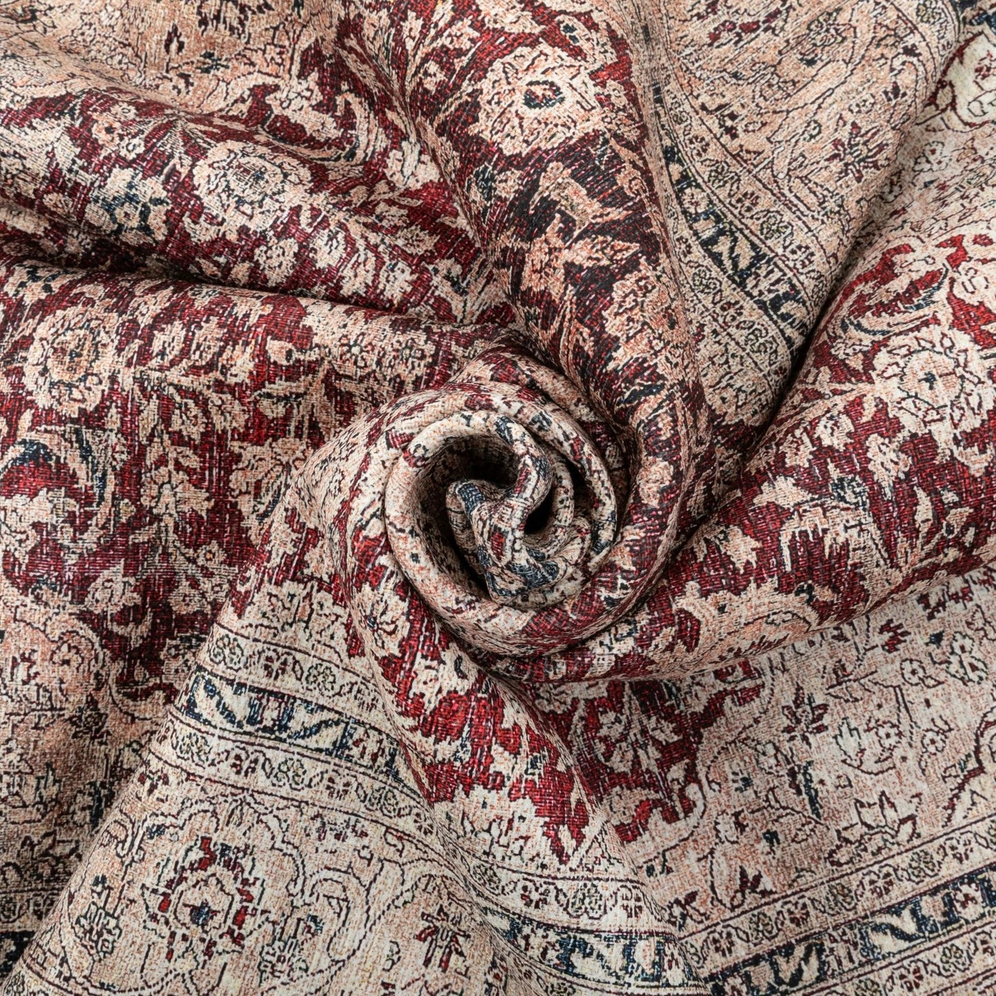 Tonti Machine Washable Vintage Medallion Oriental Red Flat-Weave Distressed Rug
