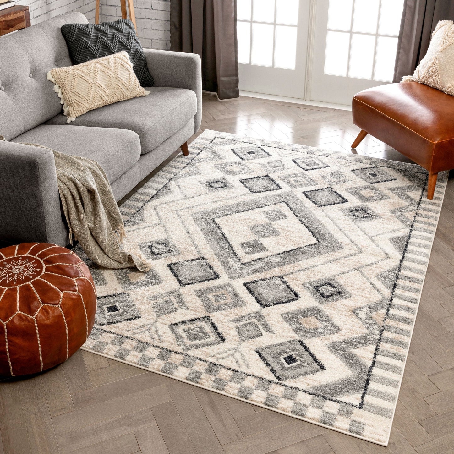Asti Moroccan Diamond Pattern Beige Rug