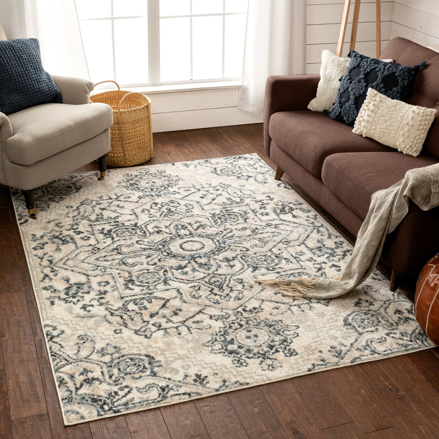 Carpi Vintage Bohemian Medallion Blue Rug