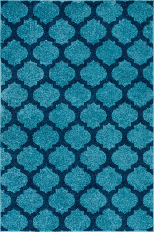Zoe Light Blue Modern Trellis Rug