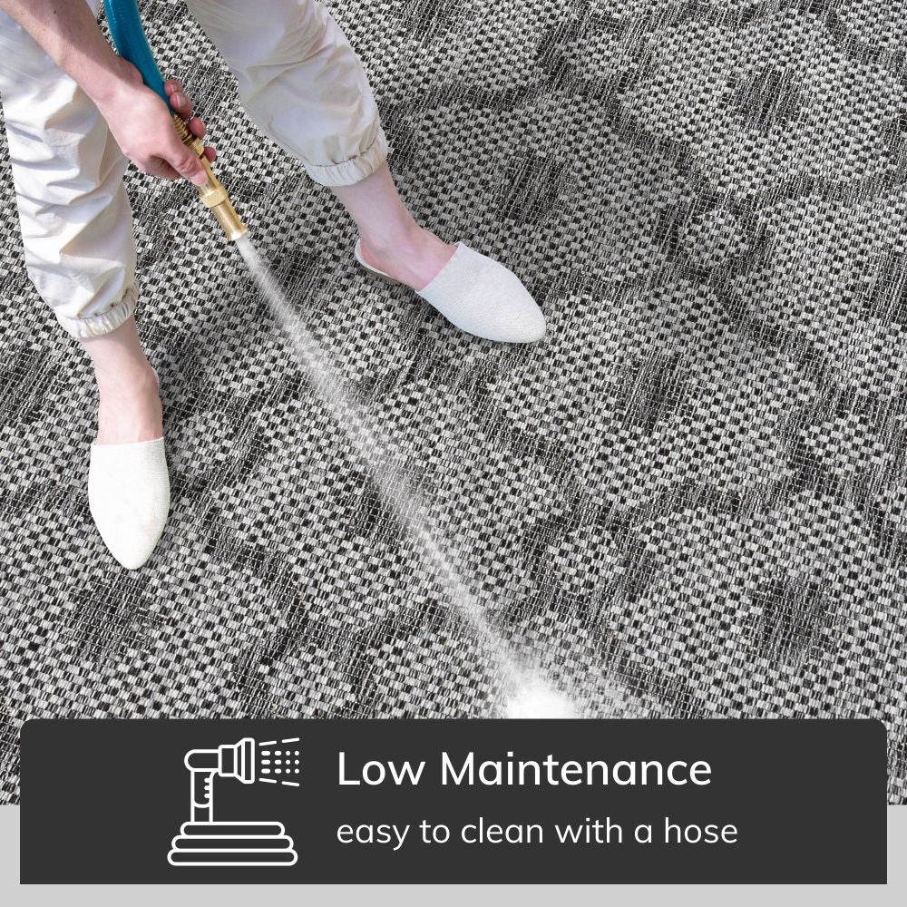 Sol Lattice Trellis Indoor Outdoor Grey Flatweave Rug