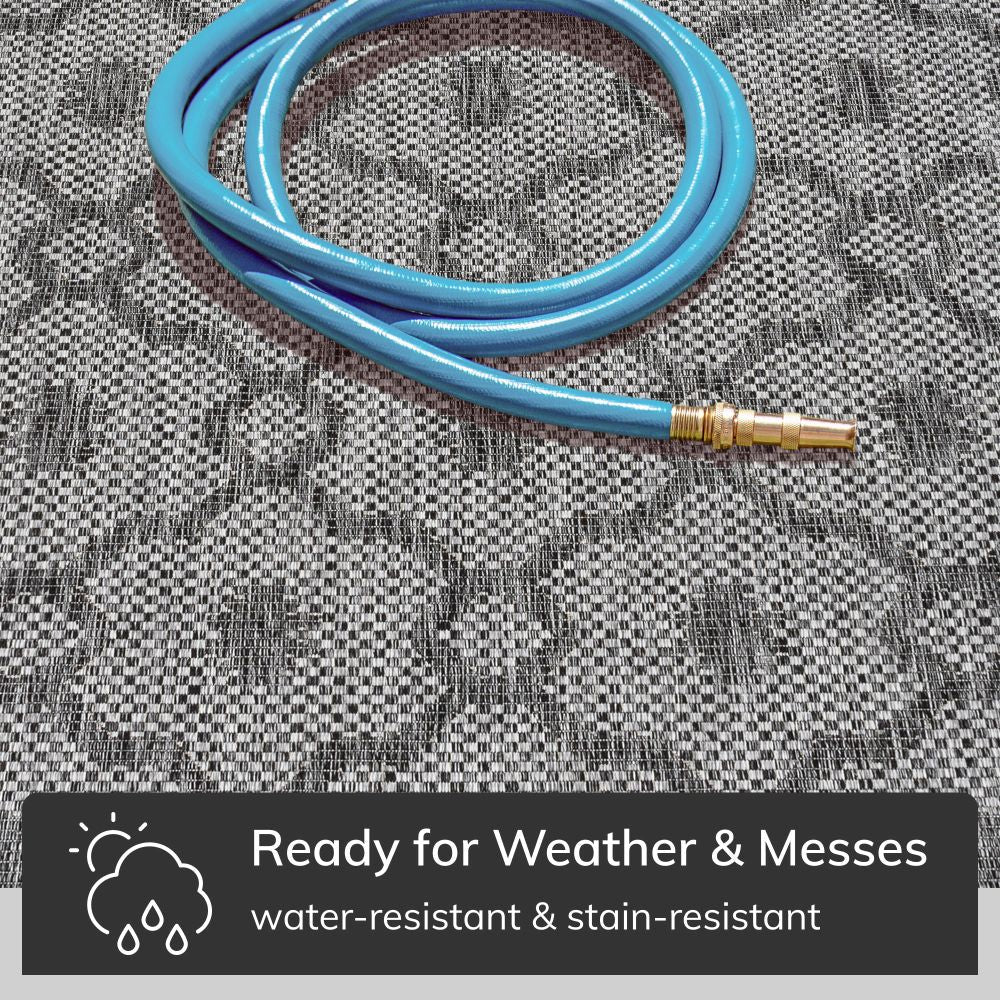 Sol Lattice Trellis Indoor Outdoor Grey Flatweave Rug