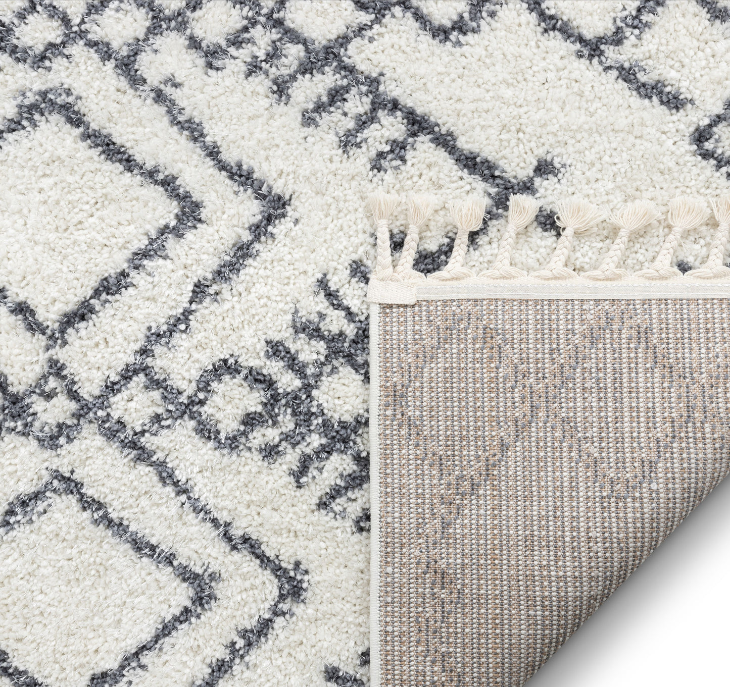 Chantico Moroccan Lattice Grey Shag Rug