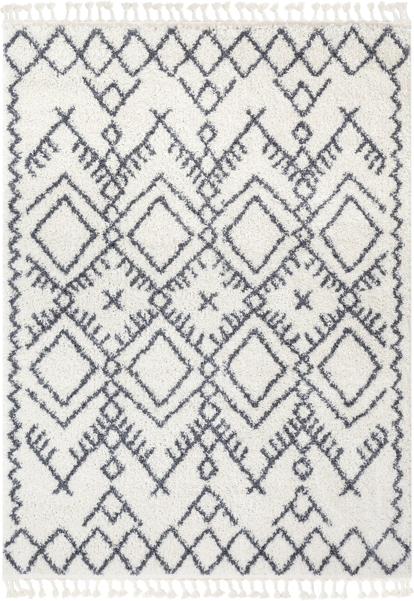 Chantico Moroccan Lattice Grey Shag Rug
