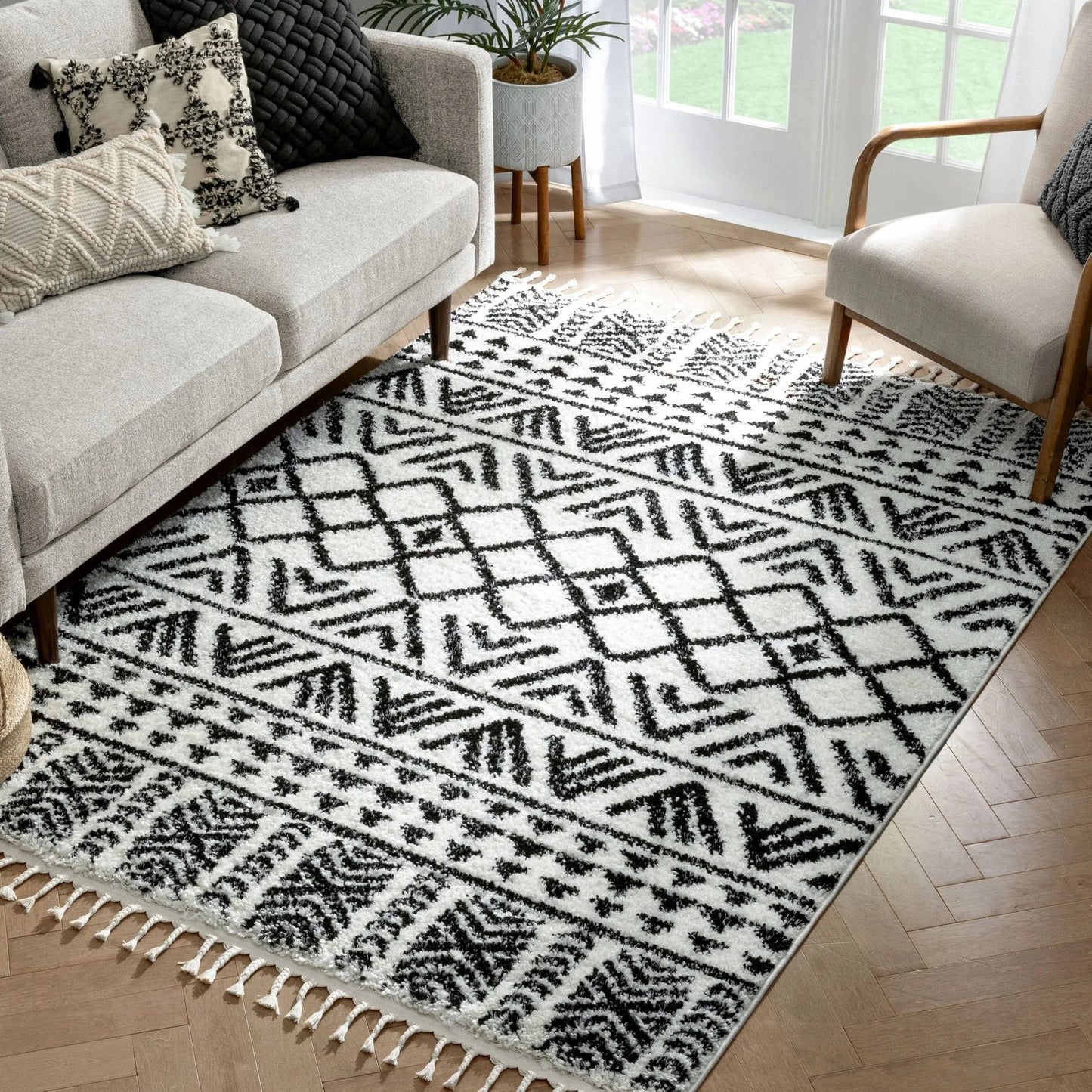 Tayanna Tribal Moroccan Ivory Shag Rug
