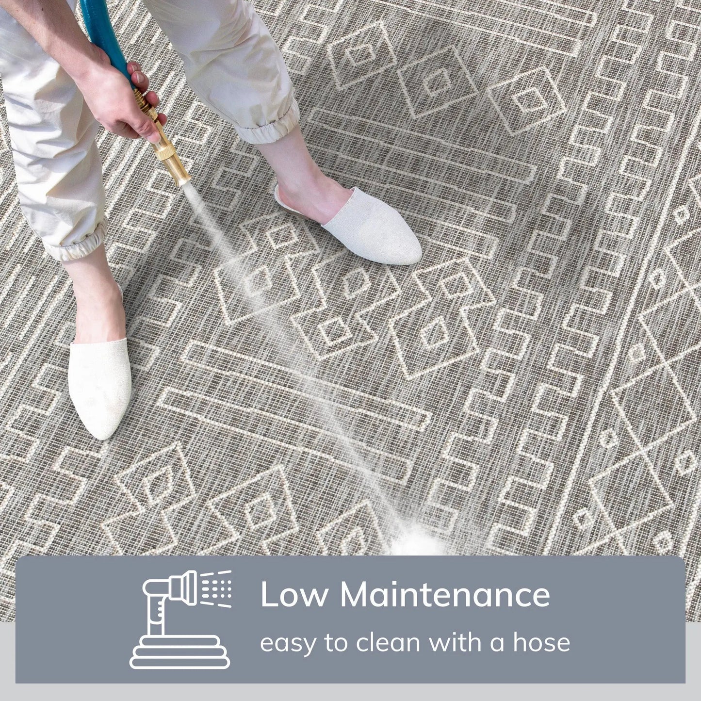 Anza Tribal Geometric Pattern Grey Flat-Weave Indoor/Outdoor Rug