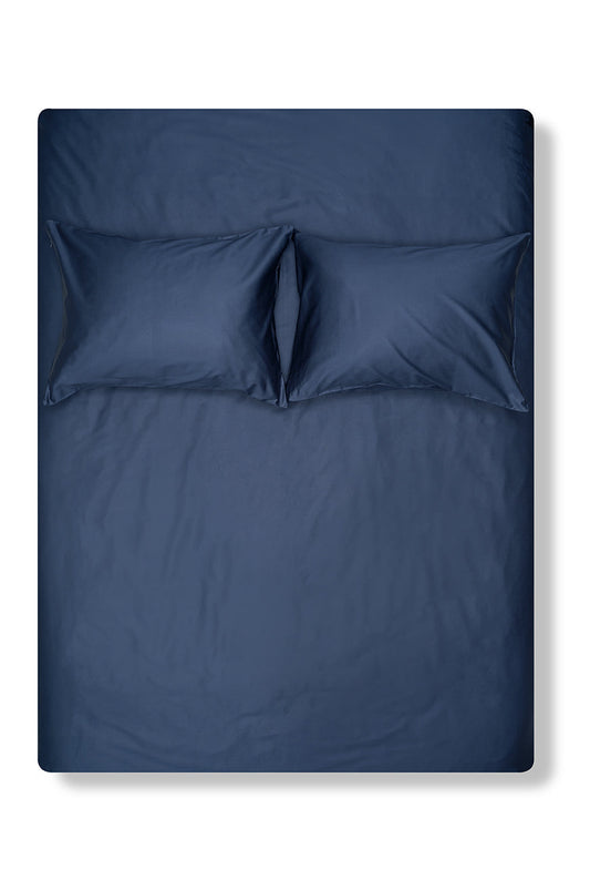 Marine Blue Egyptian Cotton Sateen Bedding-Egyptian Cotton Sateen Duvet Covers-ZigZagZurich