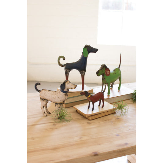 Set of Four Reclaimed Metal Dogs