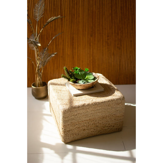 Square Braided Jute Pouf