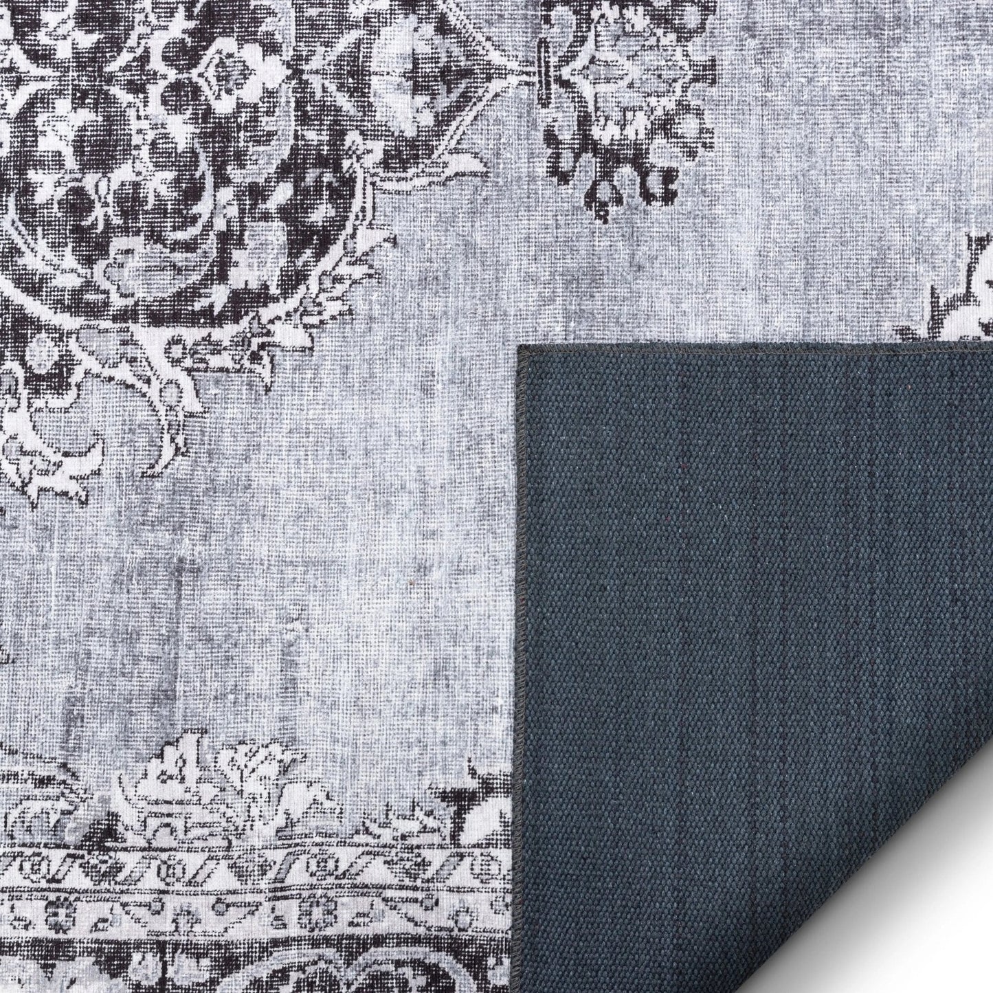 Tarifa Vintage Bohemian Medallion Grey Machine Washable Rug