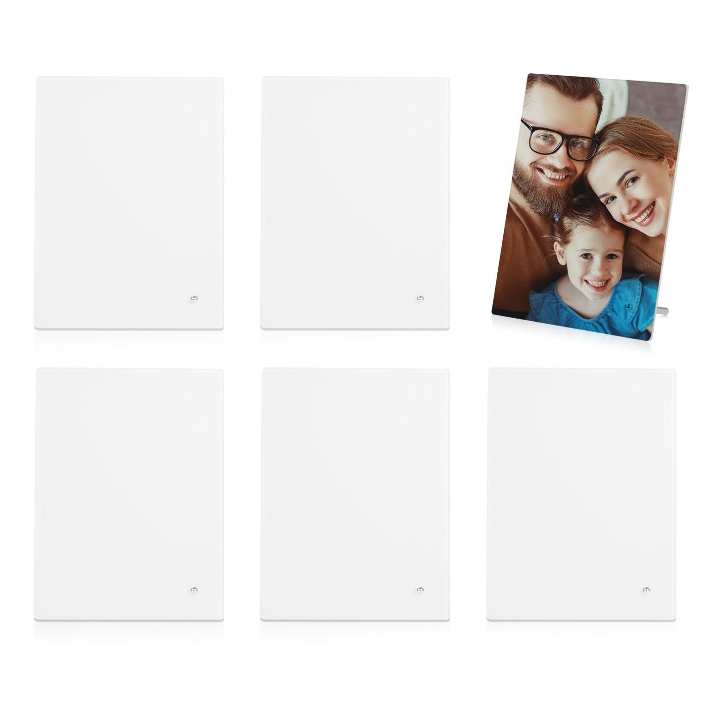 Sublimation Glass Photo Picture Frames Blanks White with Stand (3 size options)