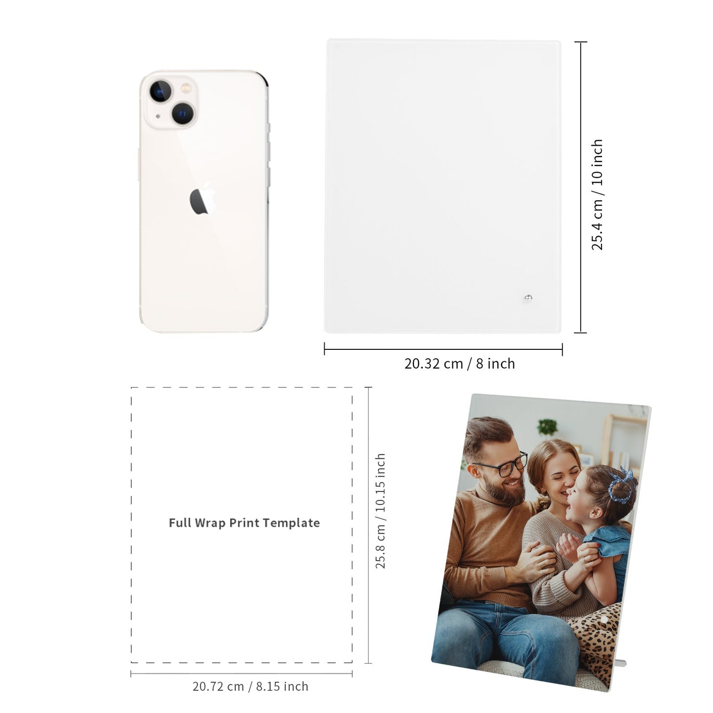 Sublimation Glass Photo Picture Frames Blanks White with Stand (3 size options)