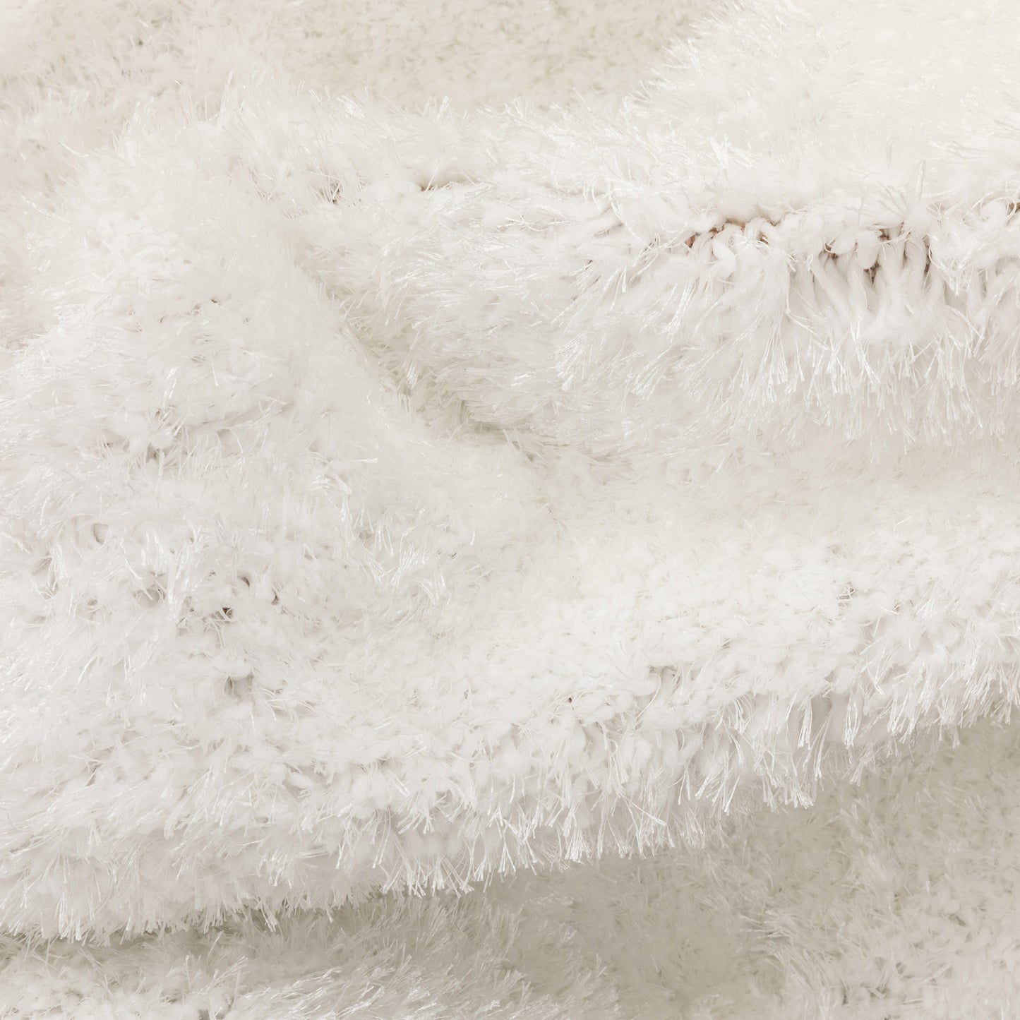 Chroma Glam Solid Ultra Soft Ivory Multi-Textured Shimmer Pile Shag Rug
