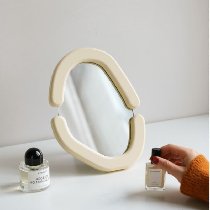 Retro Wooden Asymmetrical Makeup Mirror