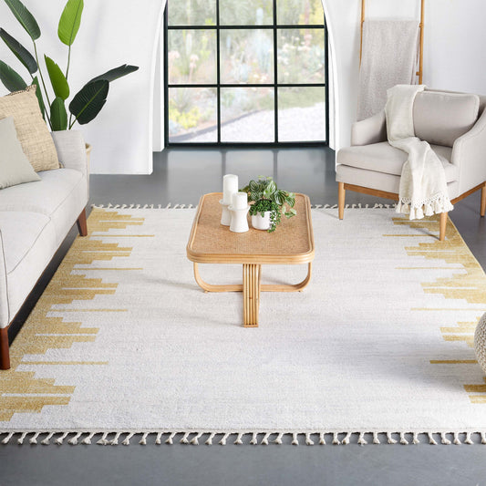 Carly Nordic Solid & Striped Gold Rug