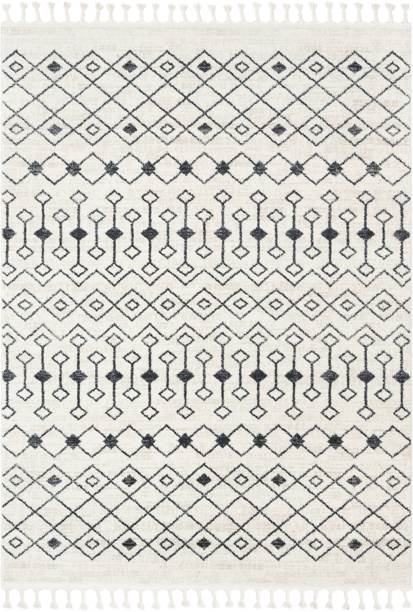 Transistora Nordic Tribal Trellis Pattern Charcoal Ivory Rug