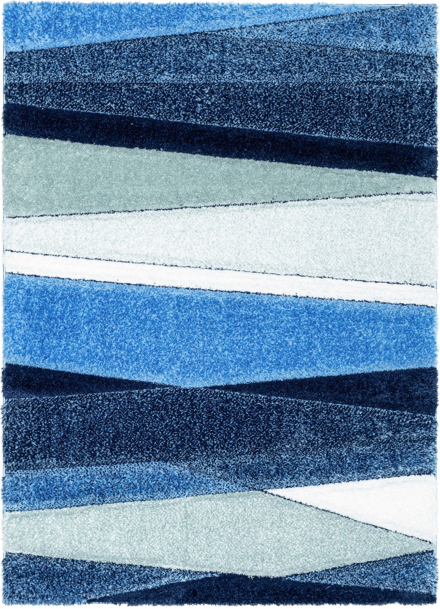 Apallo Modern Geometric Light Blue 3D Textured Thick & Soft Shag Rug